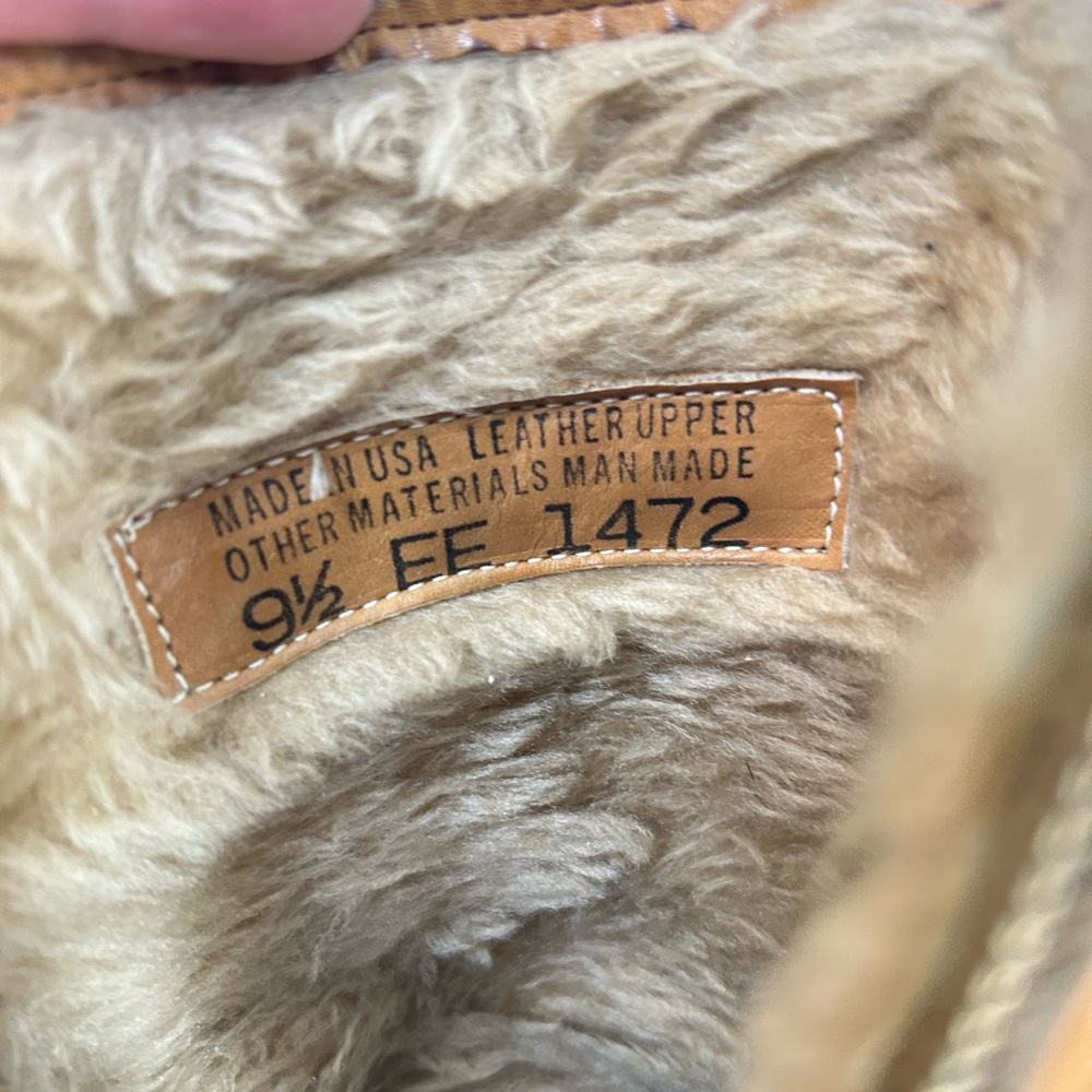 Vintage Sheboygan Burnt Orange Leather Side Zip Fleece Lined Utility Boots 9.5 - Picture 11 of 15